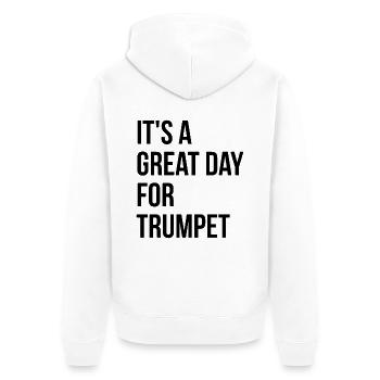 Trompette Trompette Trompette - Veste à capuche bio Premium Unisexe - blanc - Dos - Thijin (182cm)