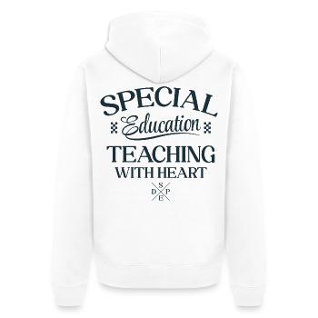 Special Education -Teaching With Heart - Unisex Premium Bio Zip Hoodie - Weiß - Hinten - Thijin (182cm)