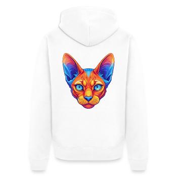 Rote Devon Rex Katzenrasse Cartoon Kawaii Tier Haustier - Unisex Premium Bio Zip Hoodie - Weiß - Hinten - Thijin (182cm)