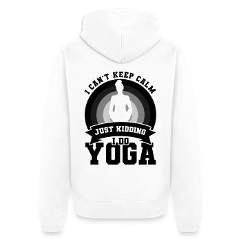 Je fais du yoga - Veste à capuche bio Premium Unisexe - blanc - Dos - Thijin (182cm)