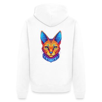 Chat de Savannah, race de chat, dessin animé, animal de compagnie Kawaii - Veste à capuche bio Premium Unisexe - blanc - Dos - Thijin (182cm)