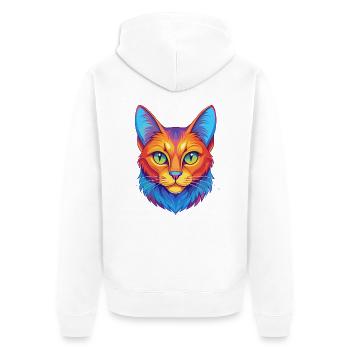 Chat Somali Shorthair Race Dessin animé Kawaii Animal P - Veste à capuche bio Premium Unisexe - blanc - Dos - Thijin (182cm)