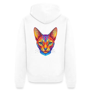 Ocicat Chat Race Dessin Animé Kawaii Animal Pet - Veste à capuche bio Premium Unisexe - blanc - Dos - Thijin (182cm)