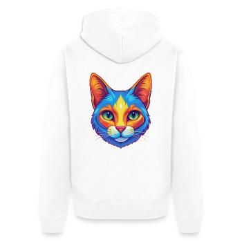 Japanische Bobtail Katze Rasse Karikatur Kawaii Tier P - Unisex Premium Bio Zip Hoodie - Weiß - Hinten - Thijin (182cm)