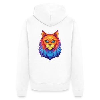 Ingwer Langhaar Katze Rasse Cartoon Kawaii Tier Pe - Unisex Premium Bio Zip Hoodie - Weiß - Hinten - Thijin (182cm)