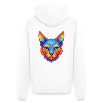 Chat Rex allemand, race de chat, dessin animé, animal de compagnie kawaii - Veste à capuche bio Premium Unisexe - blanc - Dos - Thijin (182cm)