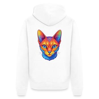 Abessinische Kurzhaarkatze Rasse Karikatur Kawaii Anim - Unisex Premium Bio Zip Hoodie - Weiß - Hinten - Thijin (182cm)
