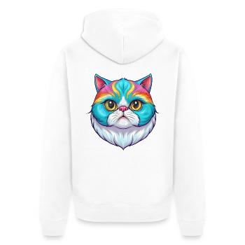 Exotische Kurzhaarkatze Rasse Cartoon Kawaii Tier P - Unisex Premium Bio Zip Hoodie - Weiß - Hinten - Thijin (182cm)