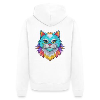 Persische Katze Rasse Karikatur Kawaii Tier Haustier - Unisex Premium Bio Zip Hoodie - Weiß - Hinten - Thijin (182cm)