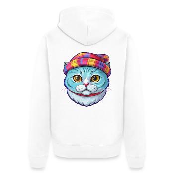 Schottische Falten Katze Rasse Karikatur Kawaii Tier Haustier - Unisex Premium Bio Zip Hoodie - Weiß - Hinten - Thijin (182cm)