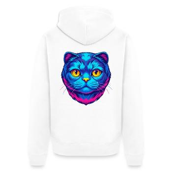 Chat Scottish Fold de race dessin animé kawaii animal de compagnie - Veste à capuche bio Premium Unisexe - blanc - Dos - Thijin (182cm)