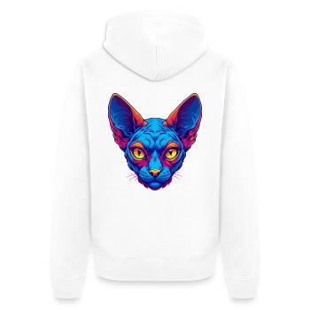 Red Devon Rex Cat Breed Cartoon Kawaii Animal Pet - Unisex Premium Organic Zip Hoodie - white - Back - Thijin (182cm)