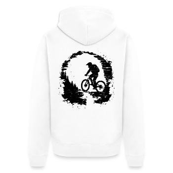Mountainbiken - Unisex Premium Bio Zip Hoodie - Weiß - Hinten - Thijin (182cm)