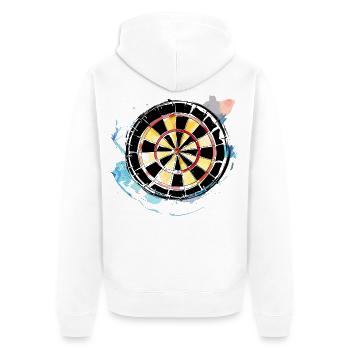 Dartscheibe Skizze - Unisex Premium Bio Zip Hoodie - Weiß - Hinten - Thijin (182cm)