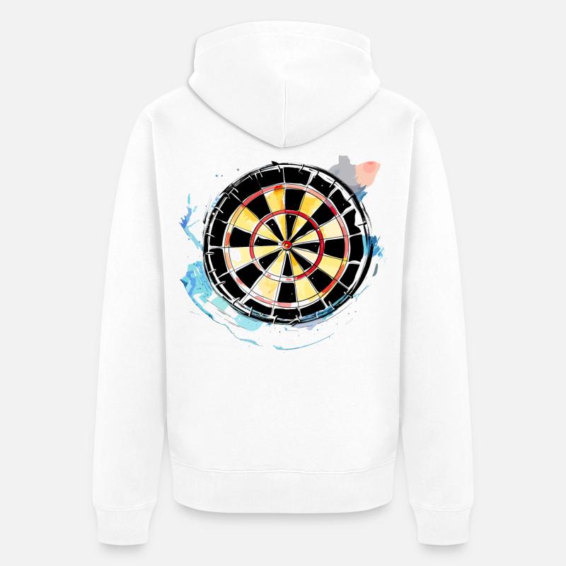Croquis de jeu de fléchettes - Veste à capuche bio Premium Unisexe - blanc