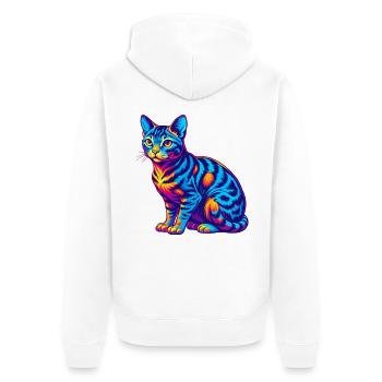 Ocicat Chat Race Dessin Animé Kawaii Animal Pet - Veste à capuche bio Premium Unisexe - blanc - Dos - Thijin (182cm)