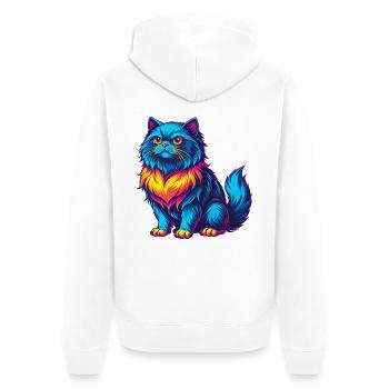 Persische Katze Rasse Karikatur Kawaii Tier Haustier - Unisex Premium Bio Zip Hoodie - Weiß - Hinten - Thijin (182cm)
