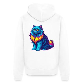 Weiße Langhaar Persische Katzenrasse Karikatur Kawaii An - Unisex Premium Bio Zip Hoodie - Weiß - Hinten - Thijin (182cm)