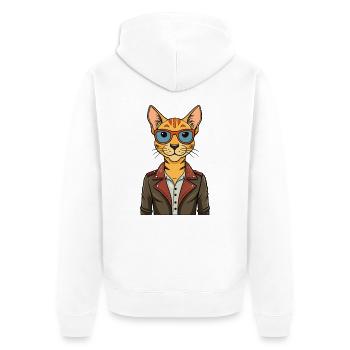 Ocicat Domestique Drôle Dessin Animé Kawaii Veste Sungla - Veste à capuche bio Premium Unisexe - blanc - Dos - Thijin (182cm)