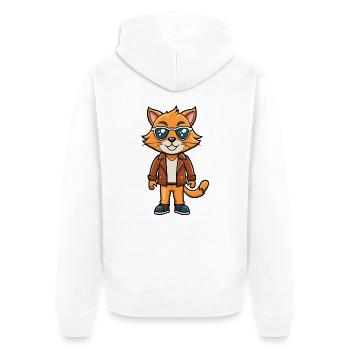 Aegean Funny Cartoon Kawaii Jacket Sunglasses - Unisex Premium Organic Zip Hoodie - white - Back - Thijin (182cm)