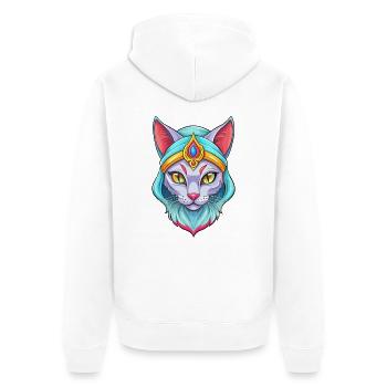 Arabian Mau Cat Breed Cartoon Kawaii Animal Pet - Unisex Premium Organic Zip Hoodie - white - Back - Thijin (182cm)