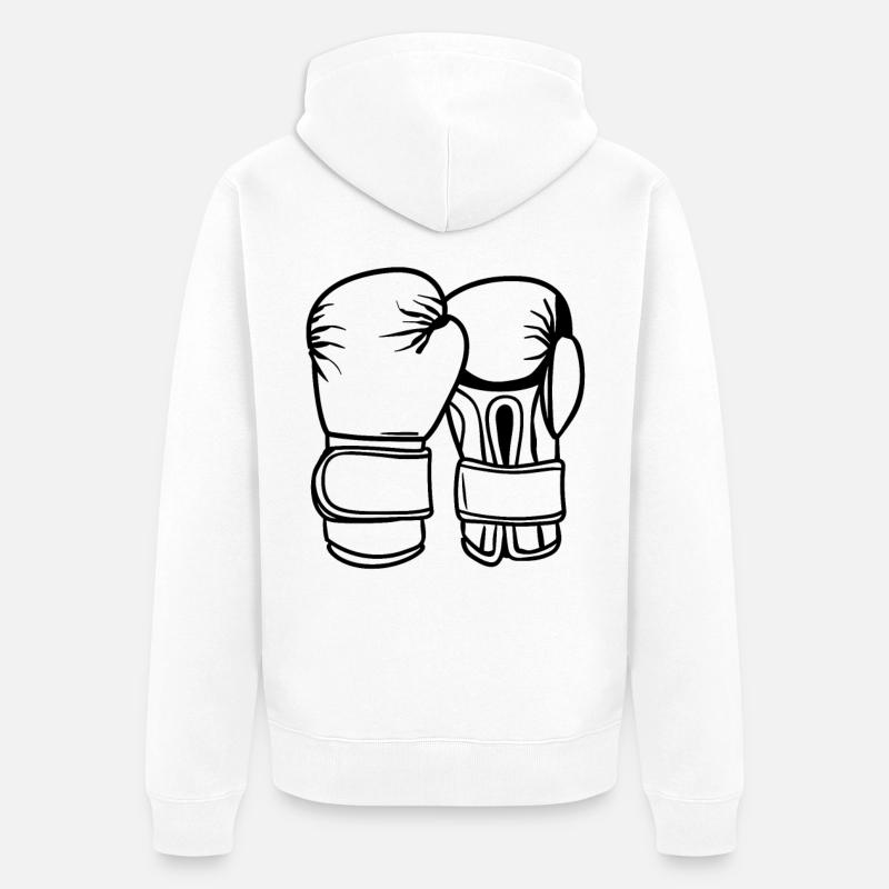 Dessin de gants de boxe - Veste à capuche bio Premium Unisexe - blanc