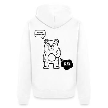The uninterested bear - Unisex Premium Bio Zip Hoodie - Weiß - Hinten - Thijin (182cm)