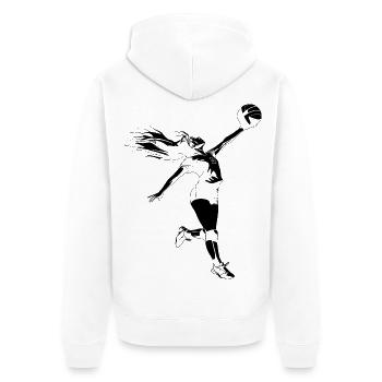 Volleyballspielerin - Unisex Premium Bio Zip Hoodie - Weiß - Hinten - Thijin (182cm)