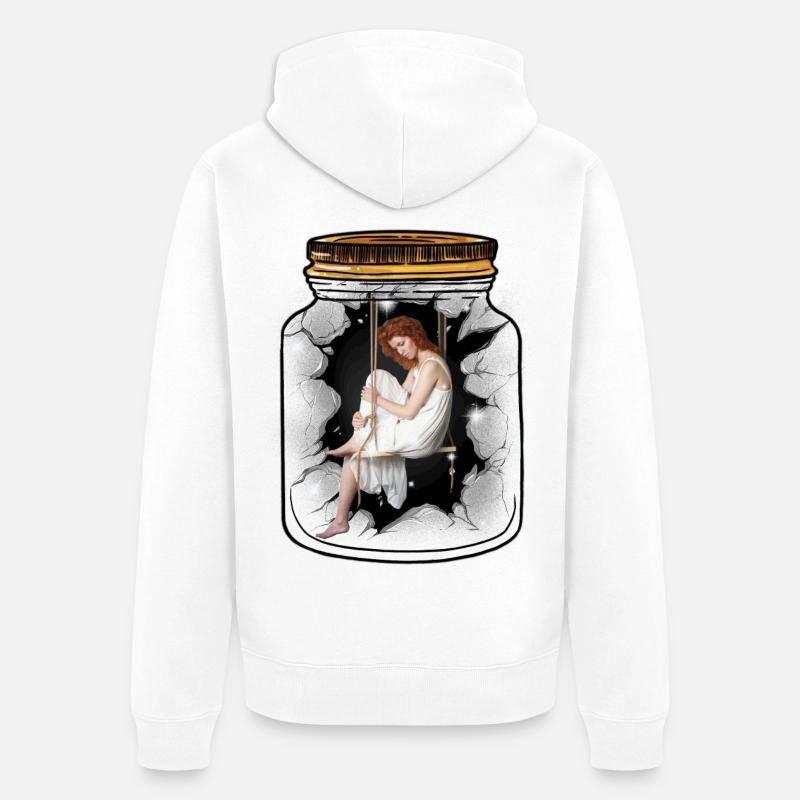 Emotionen Gefühle Depression Einsamkeit - Unisex Premium Bio Zip Hoodie - Weiß