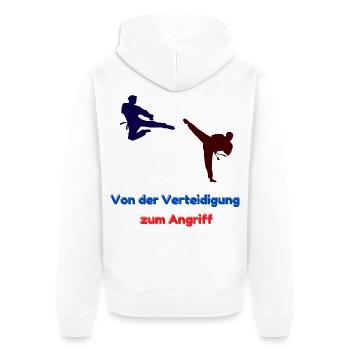 De la défense à l’attaque - Veste à capuche bio Premium Unisexe - blanc - Dos - Thijin (182cm)