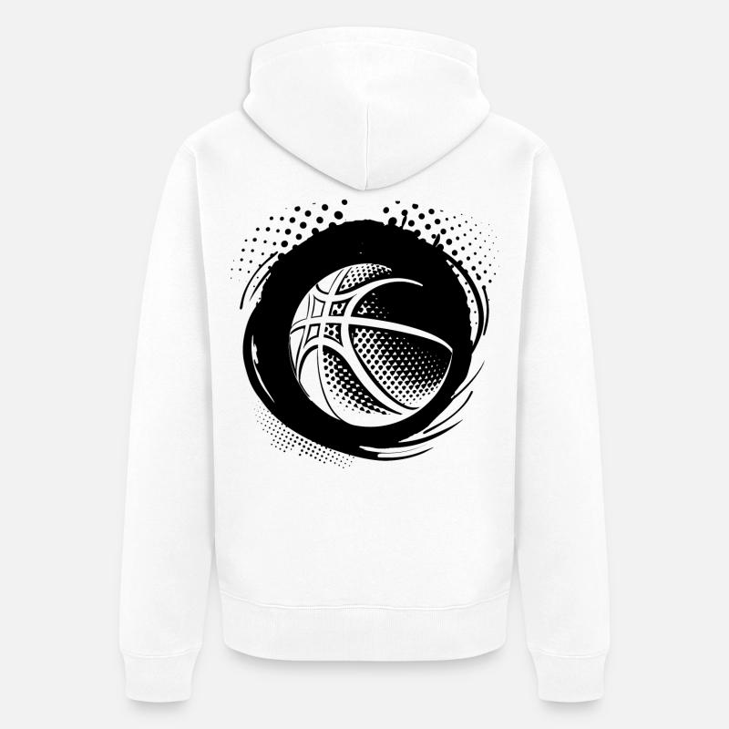 Dessin de ballon de basket-ball - Veste à capuche bio Premium Unisexe - blanc