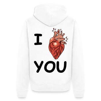 Blutrünstige Liebe (Schwarz) - Unisex Premium Bio Zip Hoodie - Weiß - Hinten - Thijin (182cm)