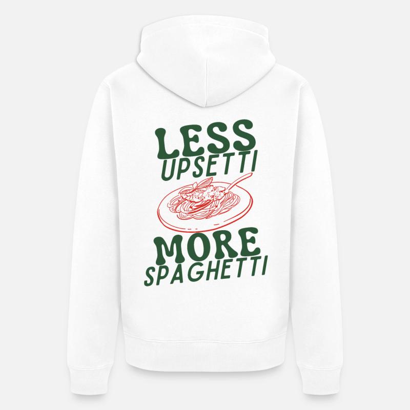 Moins d’Upsetti Plus de Spaghetti - Veste à capuche bio Premium Unisexe - blanc