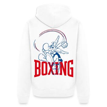 Asterix & Obelix Asterix Boxen Design - Unisex Premium Bio Zip Hoodie - Weiß - Hinten - Thijin (182cm)