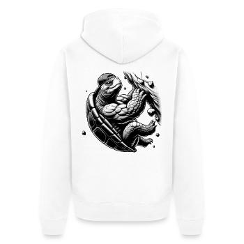 Bouldering Turtle Climbing Gift - Unisex Premium Organic Zip Hoodie - white - Back - Thijin (182cm)