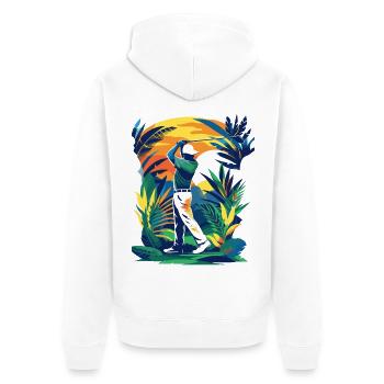 Golfer - Unisex Premium Bio Zip Hoodie - Weiß - Hinten - Thijin (182cm)