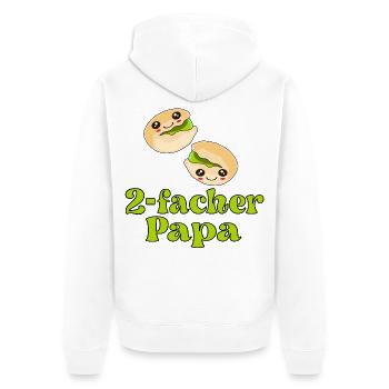 2. Kind - Zweifacher Papa Vater - Unisex Premium Bio Zip Hoodie - Weiß - Hinten - Thijin (182cm)