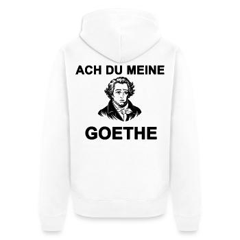 Ach du meine Goethe - Unisex Premium Bio Zip Hoodie - Weiß - Hinten - Thijin (182cm)