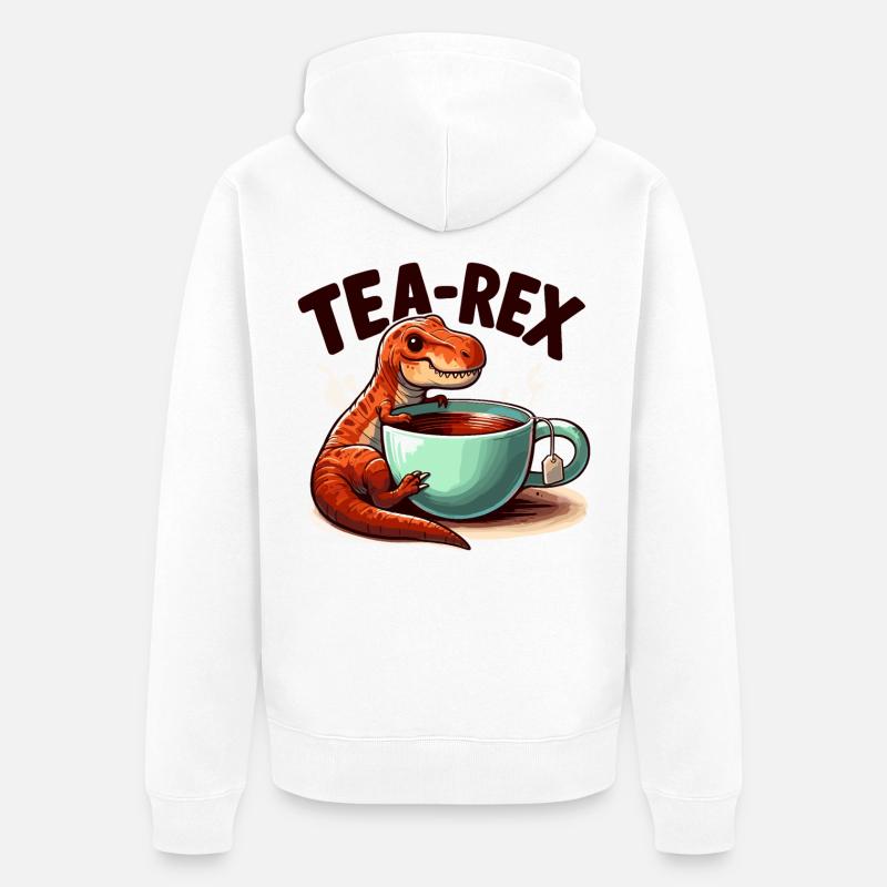 Tee Rex Tee-Rex Teetrinker Geschenk - Unisex Premium Bio Zip Hoodie - Weiß