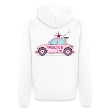 Polizeiauto Police Rosa - Unisex Premium Bio Zip Hoodie - Weiß - Hinten - Thijin (182cm)