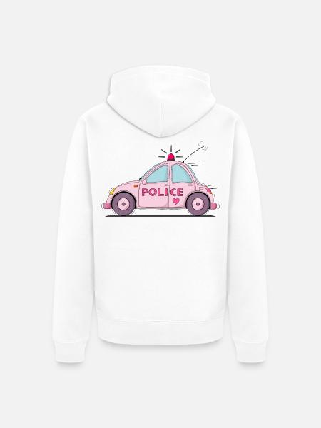 Polizeiauto Police Rosa - Unisex Premium Bio Zip Hoodie - Weiß