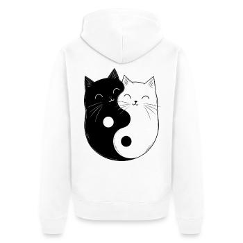 Yin and Yang Cats Cat Owner Buddhism Graphic - Unisex Premium Organic Zip Hoodie - white - Back - Thijin (182cm)