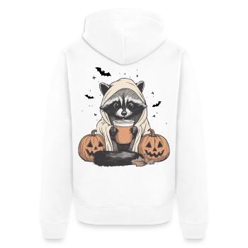 Halloween Sweater, Raccoon Halloween, Gift - Unisex Premium Organic Zip Hoodie - white - Back - Thijin (182cm)