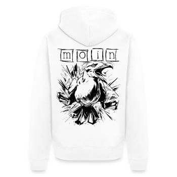 Skizzierte Moin Möwe - Unisex Premium Bio Zip Hoodie - Weiß - Hinten - Thijin (182cm)