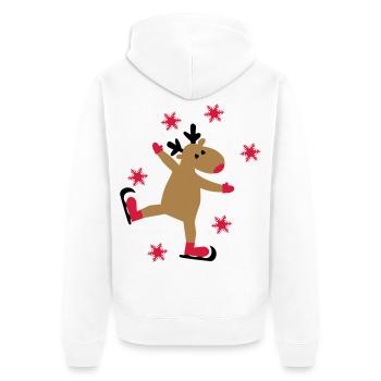 Lustiger Elch zu Weihnachten - Unisex Premium Bio Zip Hoodie - Weiß - Hinten - Thijin (182cm)