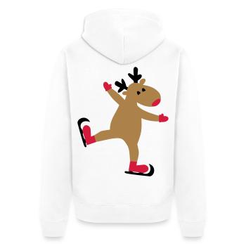 Lustiger Elch zu Weihnachten - Unisex Premium Bio Zip Hoodie - Weiß - Hinten - Thijin (182cm)