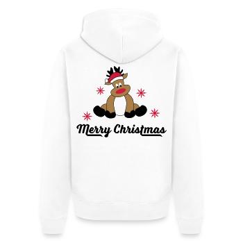 Merry Christmas Greetings - Unisex Premium Organic Zip Hoodie - white - Back - Thijin (182cm)