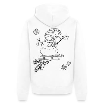 Snowman with Sleigh Christmas - Unisex Premium Organic Zip Hoodie - white - Back - Thijin (182cm)