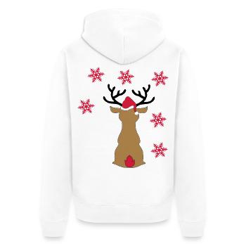 Sticker Rentier im Schnee zu Weihnachten - Unisex Premium Bio Zip Hoodie - Weiß - Hinten - Thijin (182cm)