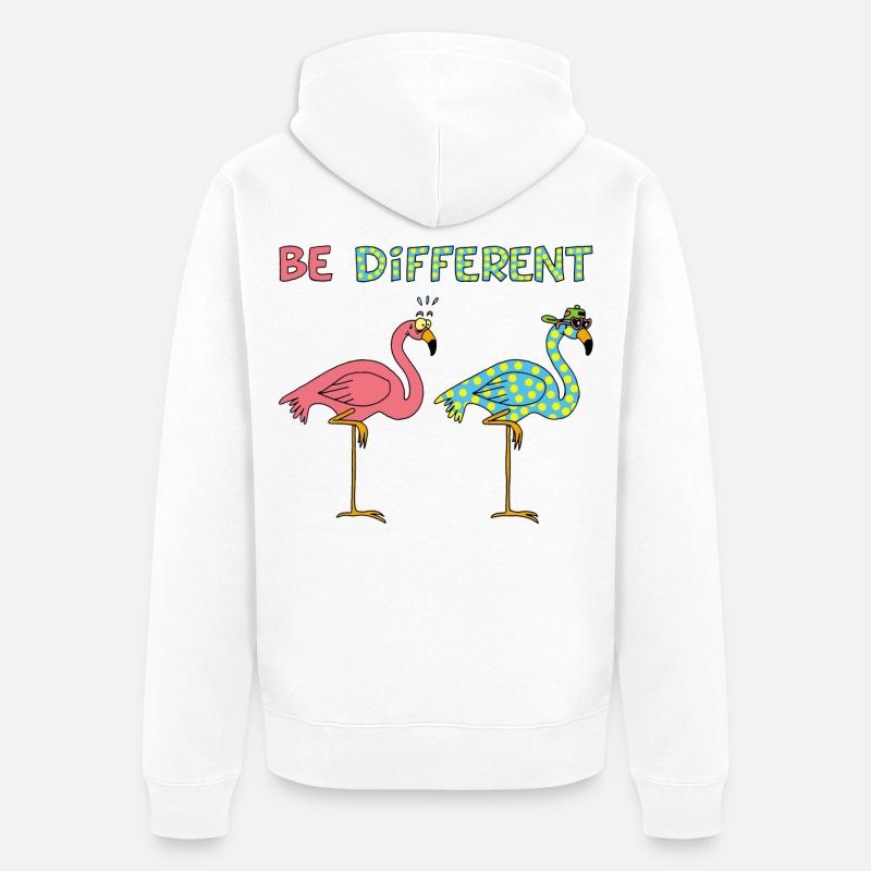 Flamant rose différent - Veste à capuche bio Premium Unisexe - blanc